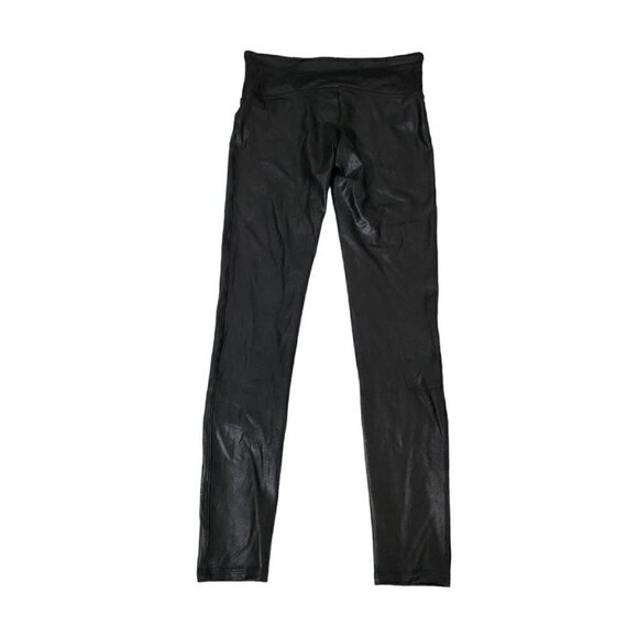 Spanx Leggings Medium Black Faux Vegan Leather Stretch High Rise‎ Full Length - Picture 5 of 8